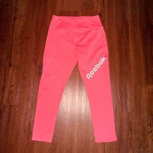 Reebok Women's L Pink Big Logo Athletic Leggings